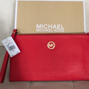 Michael Kors Large Leather Clutch/ Wristlet